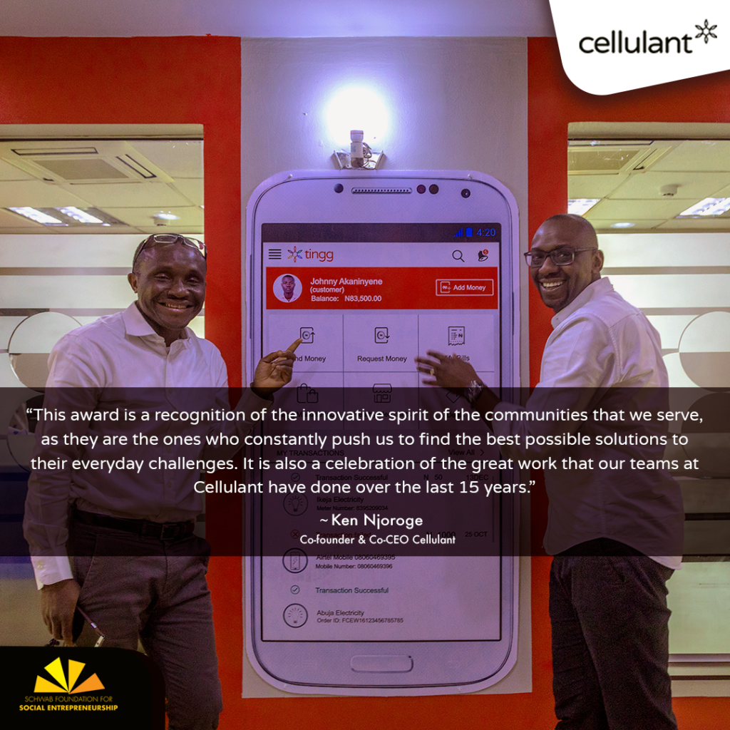Cellulant Co-Founders Bolaji and Ken at the launch of the Tingg mobile app in Nigeria. Tingg is Cellulant's consumer brand